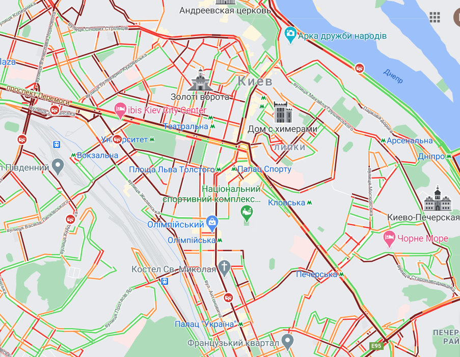 пробки на правом берегу Киева